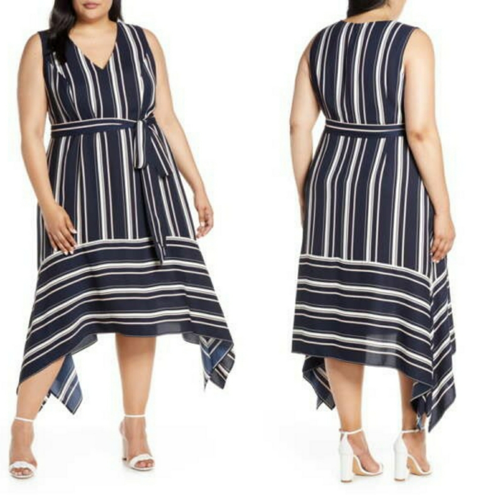 NWT Vince Camuto Striped Handkerchief Hem Dress